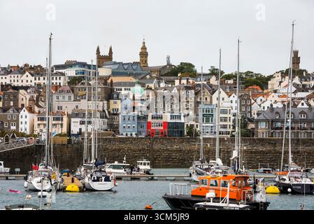 Porto di St Peter, isola di Guernsey, Bailiwick of Guernsey, Regno Unito Foto Stock