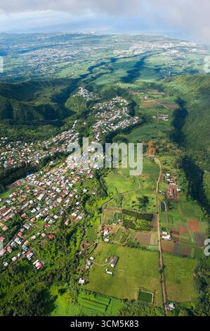 Vista aerea sulla costa occidentale, l'isola di riunione, il dipartimento d'oltremare della Francia, l'Oceano Indiano Foto Stock