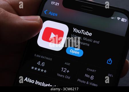 App YouTube Foto Stock