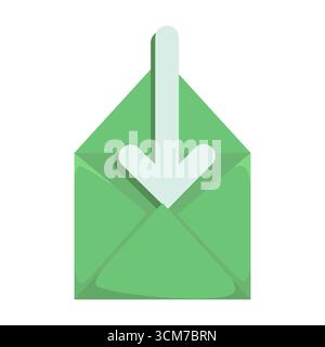 Icona freccia di download. Messaggio di posta in arrivo. Simbolo vettoriale verde. Ricevere il segnale di corrispondenza. EPS 10. Illustrazione Vettoriale