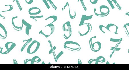 Motivo senza cuciture vettoriale dei numeri blu grunge. disegnato a mano. Non ai, illustrazione vettoriale Illustrazione Vettoriale