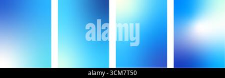 Set di sfondi sfumature blu. Tessuti morbidi del cielo invernale verticale. Stampe astratte del cielo di Natale. Sfondi per poster con gradazioni minime. Software vettoriale Illustrazione Vettoriale