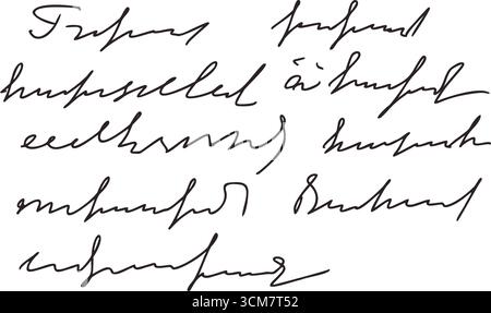 Scrivi una lettera disegnata a mano. Nota con lettera di testo a mano libera. Doodle illeggibile isolato su sfondo trasparente. elementi. Illustrazione vettoriale illeggibile b Illustrazione Vettoriale
