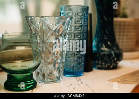 Vasi di cristallo dell'era sovietica. Foto di alta qualità Foto Stock