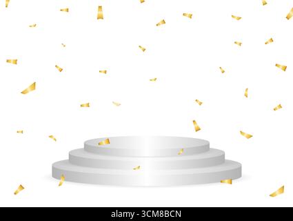 Palcoscenico per la cerimonia di premiazione o l'esposizione di eventi. Podio vincitore. Illustrazione vettoriale. Illustrazione Vettoriale