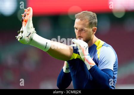 Madrid, Spagna. 14 settembre 2025. Jan Oblak dell'Atletico de Madrid durante la partita della Liga EA Sports tra l'Atletico de Madrid e il Villarreal CF giocata allo stadio Riyadh Metropolitano il 13 settembre 2025 a Madrid. (Foto di Cesar Cebolla/PRESSIN) credito: PRESSINPHOTO SPORTS AGENCY/Alamy Live News Foto Stock
