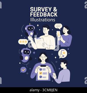 Titolo: Sondaggio sul feedback del cliente: Illustrazioni e icone Illustrazione Vettoriale