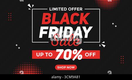 Design moderno e audace per lo sfondo Black Friday in tonalità rosse e nere, perfetto per banner, volantini e annunci digitali. Illustrazione Vettoriale