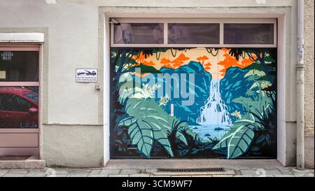Graffiti al Glockenbachviertel di Monaco. Foto Stock