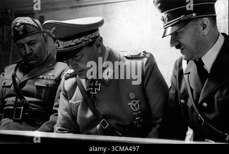 Seconda guerra mondiale - Benito Mussolini, Hermann Goring e Adolf Hitler. 1941 Foto Stock