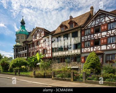 Svizzera, Arbon, case a graticcio sulla Promenadenstrasse Foto Stock