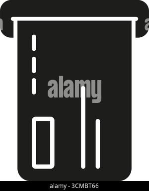 Icona di inserimento della scheda bancomat nel computer solido. Simbolo di silhouette per transazioni e processi bancari automatizzati di Teller Machine. Transazione finanziaria e. Illustrazione Vettoriale