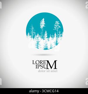 Foresta astratta natura silhouette . disegnato a mano. Non ai, illustrazione vettoriale Illustrazione Vettoriale