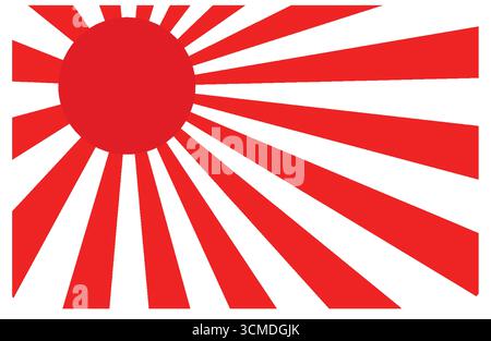 Sole rosso audace con raggi radianti, stile geometrico vettoriale, contrasto forte, design piatto Illustrazione Vettoriale