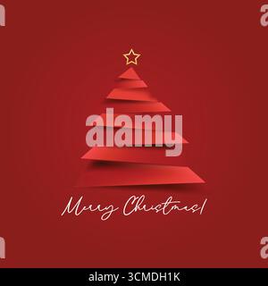 Albero di Natale minimalista con buon Natale Illustrazione Vettoriale