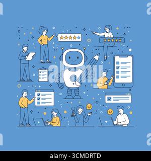 Titolo: Illustrazioni vettoriali relative al sondaggio e al feedback dei clienti Illustrazione Vettoriale