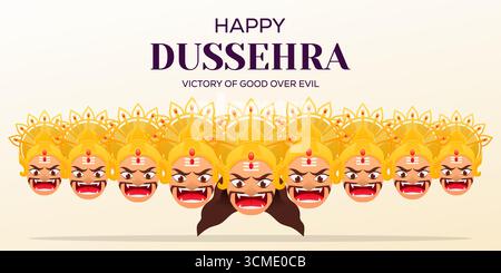 illustrazione banner orizzontale happy dussehra in stile gradiente Illustrazione Vettoriale