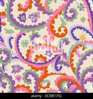 Vivace motivo vettoriale Paisley senza cuciture Illustrazione Vettoriale