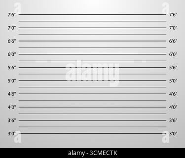 Misurazione dell'altezza della linea di misurazione della polizia per il colpo. Sfondo fotografico, foto della polizia criminale con la scala. Retro. Illustrazione vettoriale Illustrazione Vettoriale