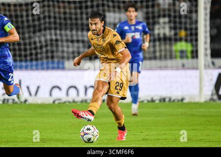 Empoli, Italia. 16 settembre 2025. Francesco Cassata (Spezia) durante Empoli FC vs Spezia calcio, partita di serie B a Empoli, Italia, 14 settembre 2025 Credit: Independent Photo Agency/Alamy Live News Foto Stock