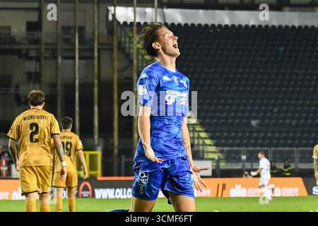 Empoli, Italia. 16 settembre 2025. Bohdan Popov (Empoli) durante Empoli FC vs Spezia calcio, partita di serie B a Empoli, Italia, 14 settembre 2025 crediti: Agenzia fotografica indipendente/Alamy Live News Foto Stock