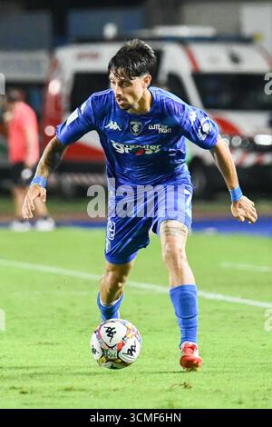 Empoli, Italia. 16 settembre 2025. Salvatore Elia (Empoli) durante Empoli FC vs Spezia calcio, partita di serie B a Empoli, Italia, 14 settembre 2025 Credit: Independent Photo Agency/Alamy Live News Foto Stock