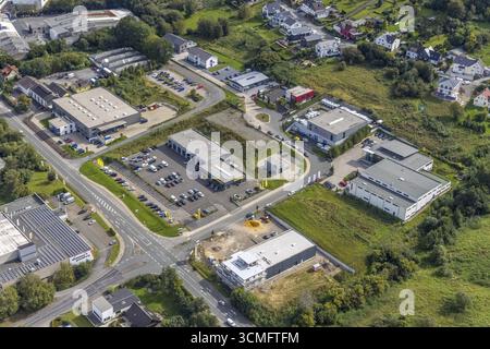 Vista aerea, zona industriale Rosendahler Strasse nel distretto Sauerbruch a Gevelsberg, regione della Ruhr, Renania settentrionale-Vestfalia, Germania, DE, Europa, G. Foto Stock