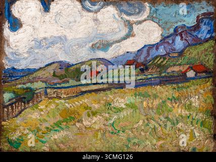 Vincent van Gogh, il campo di grano dietro l'ospedale di San Paolo, pittura di paesaggio in olio su tela, 1889 Foto Stock