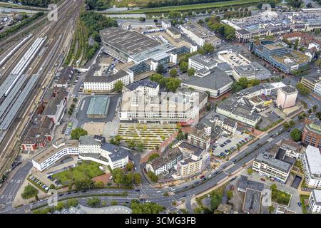 Vista aerea, vista sul centro città con Platz der Deutschen Einheit nel distretto Mitte di Hamm, regione della Ruhr, Renania settentrionale-Vestfalia, Germania, DE, EUR Foto Stock