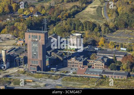 Vista aerea, CreativRevier Hamm presso l'ex miniera Ost Zeche Heinrich Robert con torre martello nel quartiere Pelkum di Hamm, nell'area della Ruhr, Nort Foto Stock