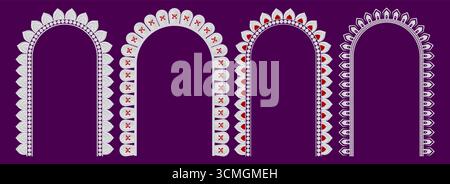 Offerta Durga Puja. Felice Durga Puja. Offre un telaio circolare Ganesh Chaturthi. Set di archi Durga Puja. Telaio. Navratri, confine. Vendita Diwali. Durga Puja Illustrazione Vettoriale