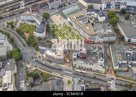Vista aerea, vista del centro città con Platz der Deutschen Einheit, cantiere edile e nuovo edificio residenziale sull'ex sito del Kipa'¿½ ai Â¬ Foto Stock