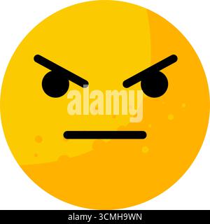 Emoticon per il viso arrabbiato con bocca diritta - icona vettoriale Illustrazione Vettoriale