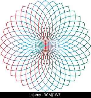 Motivo vettoriale floreale con design mandala ed elementi decorativi colorati Illustrazione Vettoriale