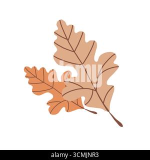 Set di foglie di quercia autunnali. Clipart. Icona di foglie marroni autunnali. Illustrazione vettoriale piatta isolata su sfondo bianco. Illustrazione Vettoriale