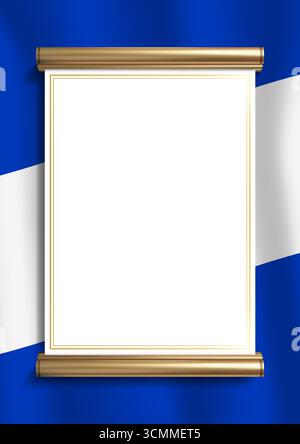 Elegante cornice portadocumenti con colori della bandiera israeliana e uno squisito bordo dorato. Perfetto per certificati, diplomi e annunci ufficiali, verticale Illustrazione Vettoriale