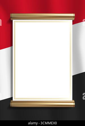 Elegante cornice portadocumenti con colori della bandiera irachena e uno squisito bordo dorato. Perfetto per certificati, diplomi e annunci ufficiali, verticali o. Illustrazione Vettoriale
