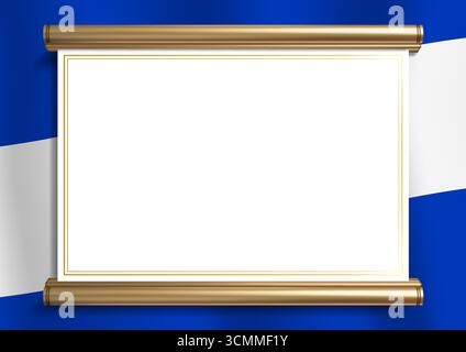 Elegante cornice portadocumenti con colori della bandiera israeliana e uno squisito bordo dorato. Perfetto per certificati, diplomi e annunci ufficiali, orizzontalmente Illustrazione Vettoriale