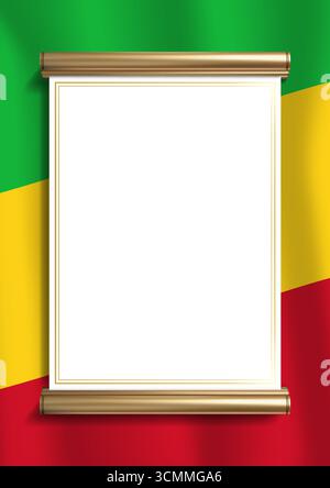 Elegante cornice portadocumenti con bandiera maliana e un raffinato bordo dorato. Perfetto per certificati, diplomi e annunci ufficiali, verticale o Illustrazione Vettoriale