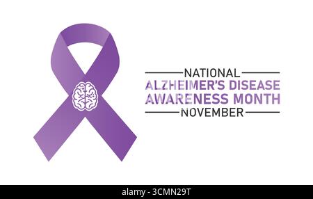 Mese nazionale di sensibilizzazione sul morbo di Alzheimer novembre. Sfondo, poster, cartolina, design di striscioni. Illustrazione vettoriale Illustrazione Vettoriale