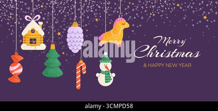 Buon Natale e felice banner di Capodanno. Illustrazione Vettoriale