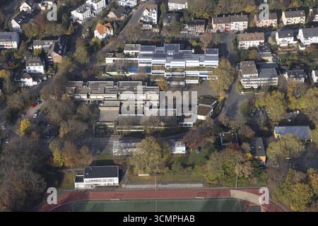Foto aerea, Werner Richard School con tetto solare e scuola secondaria di Bleichstein a Herdecke, regione della Ruhr, Renania settentrionale-Vestfalia, Germania, Educa Foto Stock