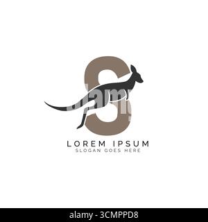 Logo Letter S con design Kangaroo. Alfabeto S con grande combinazione di simbolo Kangaroo Illustrazione Vettoriale