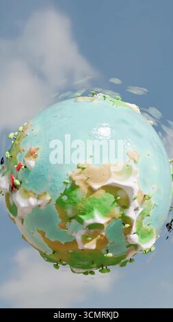 Animazione planare sul rendering 3D del pianeta piccolo Foto Stock