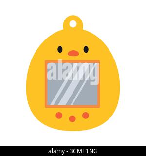 Carino cartone animato Tamagotchi. Sfondo bianco isolato. Illustrazione vettoriale in stile piatto. Illustrazione Vettoriale