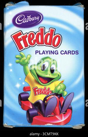 Confezione promozionale usata di carte da gioco freddo del cioccolato Cadbury's, 1990's, Regno Unito Foto Stock