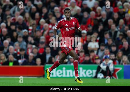 Liverpool, Regno Unito. 17 settembre 2025. Alexander Isak di Liverpool durante la partita Liverpool vs Atletico Madrid UEFA Champions League ad Anfield, Liverpool. Il credito per immagini dovrebbe essere: James Baylis/Sportimage Credit: Sportimage Ltd/Alamy Live News Foto Stock