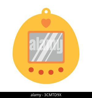 Carino cartone animato Tamagotchi. Sfondo bianco isolato. Illustrazione vettoriale in stile piatto. Illustrazione Vettoriale