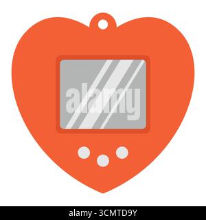 Carino cartone animato Tamagotchi. Sfondo bianco isolato. Illustrazione vettoriale in stile piatto. Illustrazione Vettoriale