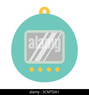 Carino cartone animato Tamagotchi. Sfondo bianco isolato. Illustrazione vettoriale in stile piatto. Illustrazione Vettoriale